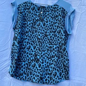 NY&C Blue and Black Cheetah Print Blouse